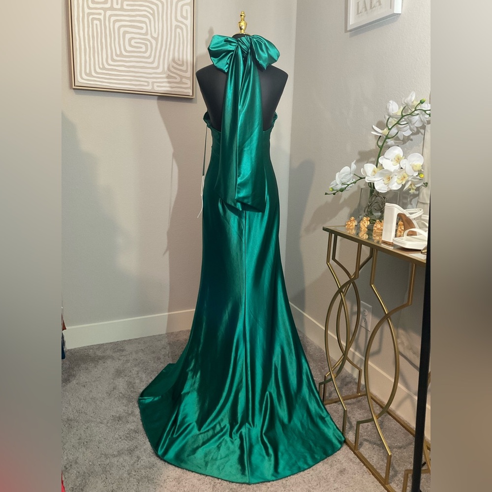 Elegant Green Satin Gown (interchangeable back tie-up)